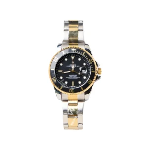 Premium Submariner Inspired Men’s Stainless Steel Watch Two-Tone Silver Gold with Black Bezel